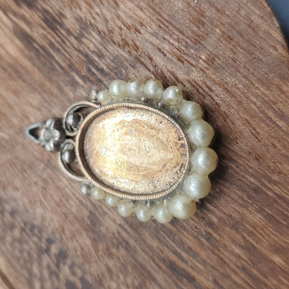 Sterling open frame pendant antique pearl pendant - Picture 1 of 3